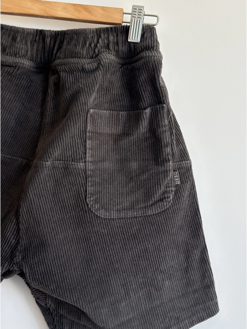 DESO Corduroy Shorts Large Gray Made in USA Stretch Cotton Utility Casual Large